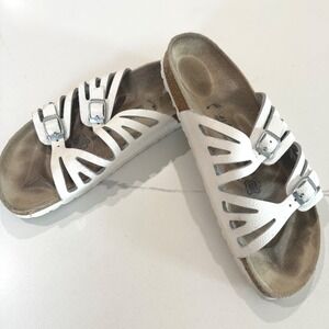 Birkenstock Granada White Leather Strappy Sandals Womens Size 41 EU Beach Preppy